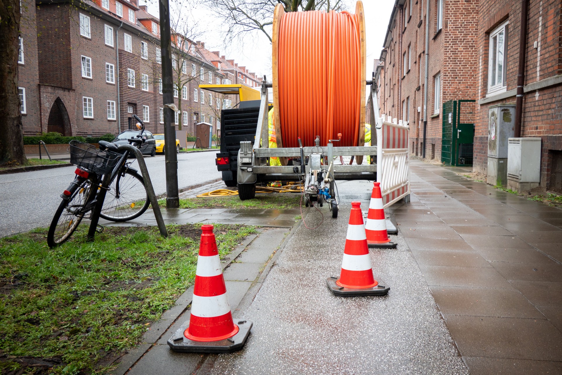 Internet cable laying on the outskirts